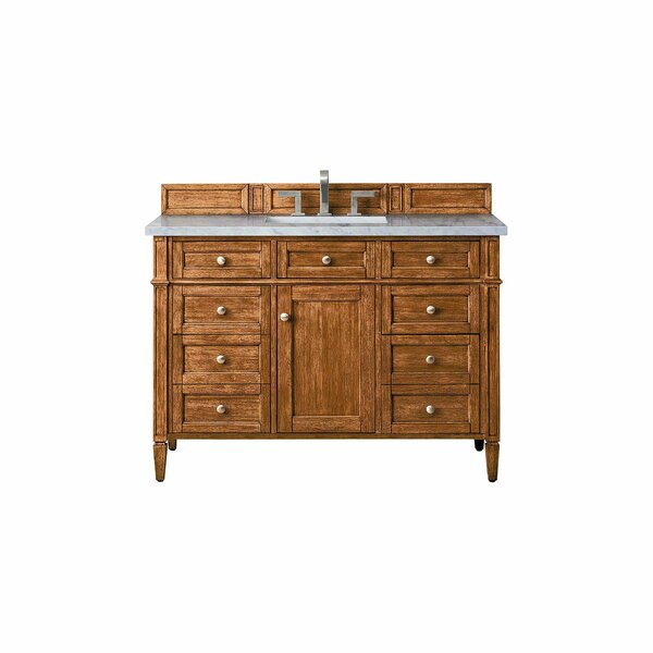 James Martin Vanities Brittany 48in Single Vanity, Saddle Brown w/ 3 CM Carrara Marble Top 650-V48-SBR-3CAR